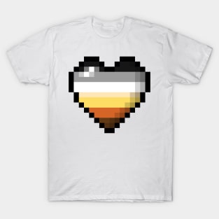 Large Pixel Heart Design in Gay Bear Pride Flag Colors T-Shirt